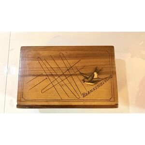 Vintage Sorrento Ware Blankenberghe Swallow Wooden Trinket Puzzle Box